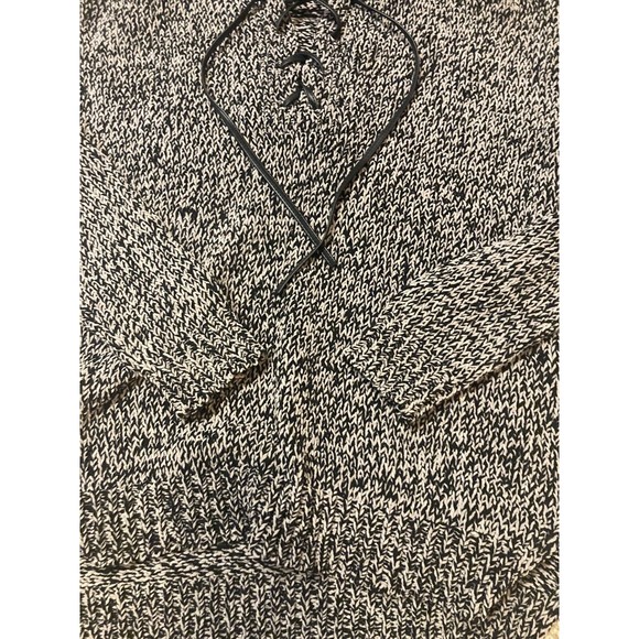 Rock & Republic Pull Over Hoodie cable knit sweater Small Black Gray - Picture 8 of 12